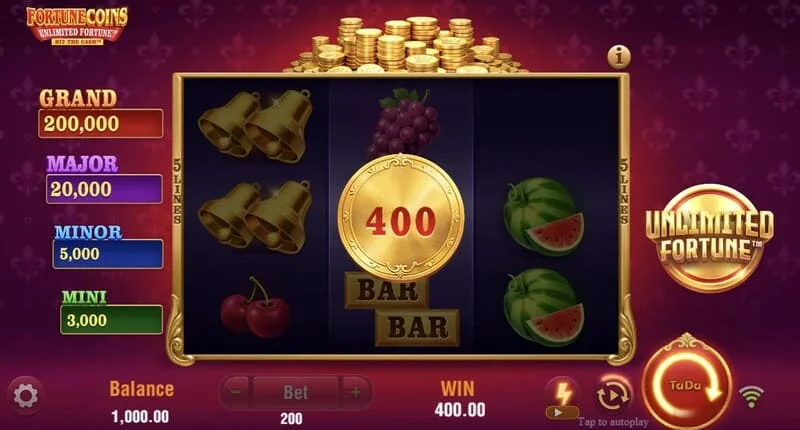 Fortune Coins Unlimited Fortune - コインを保持するLock & Respinコインラウンド